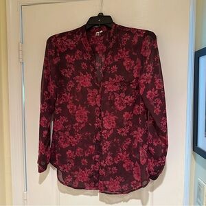 Kut from the Kloth Burgundy Floral Blouse